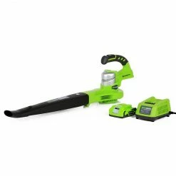 Lawn & Outdoor Power GreenWorks 24352 24V 130-Mph Adjustable Dual-Speed Cordless Leaf Blower Kit
