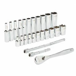 Milwaukee 48-22-9404 1/4-Inch Drive Durable SAE Ratchet And Socket Set - 26pc