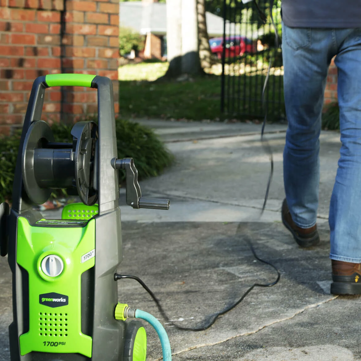 GreenWorks GPW1702 1,700-Psi Vertical Pressure Washer W/ Hose Reel - 5100402 7 GreenWorks GPW1702 1,700-Psi Vertical Pressure Washer W/ Hose Reel - 5100402
