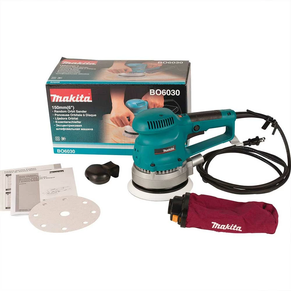 Makita BO6030 2.7 Amp 6-Inch Random Orbit Variable Speed Sander With Dust Bag Tools & Equipment 6 Makita BO6030 2.7 Amp 6-Inch Random Orbit Variable Speed Sander With Dust Bag Tools & Equipment