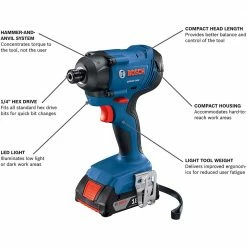 Bosch GDR18V-1400B12 18V 1/4" Cordless Hex Impact Driver W/ Slimpack Battery 14 Bosch GDR18V-1400B12 18V 1/4