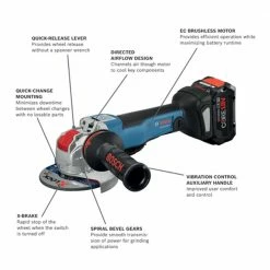 Bosch GWX18V-50PCB14 18V 4-1/2"-5" X-LOCK Angle Grinder W/Performance Battery