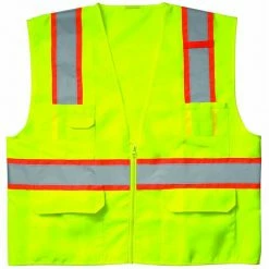 Custom Leather Craft Custom Leathercraft SV222X Surveyor's Vest Class 2 Lime 2X-Large Safety & Work Gear