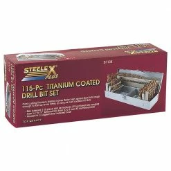 Shop Fox D1138 1/16 Inch - 1/2 Inch TiN Coated HSS Drill Bit Set W/ Case, 115pc Power Tools