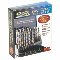 Shop Fox D2140 1/16 Inch - 1/2 Inch Cobalt Alloy Drill Bit Set W/ Case, 29pc Power Tools