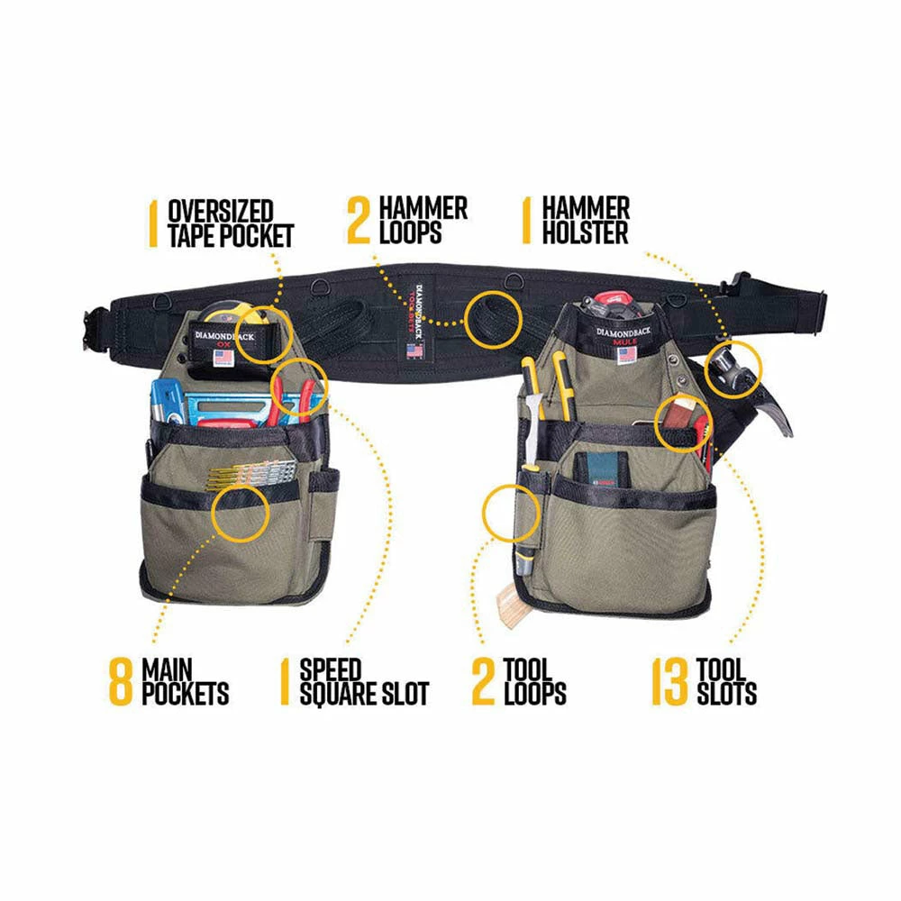 Tools & Equipment DIAMONDBACK DB5-11-BK-L Black Grrande Tool Belt Large 5 Tools & Equipment DIAMONDBACK DB5-11-BK-L Black Grrande Tool Belt Large