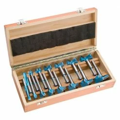 Power Tools Shop Fox DC1916 5/16 Inch X 2-1/16 Inch Carbide Forstner Bit Set W/ Case, 15pc