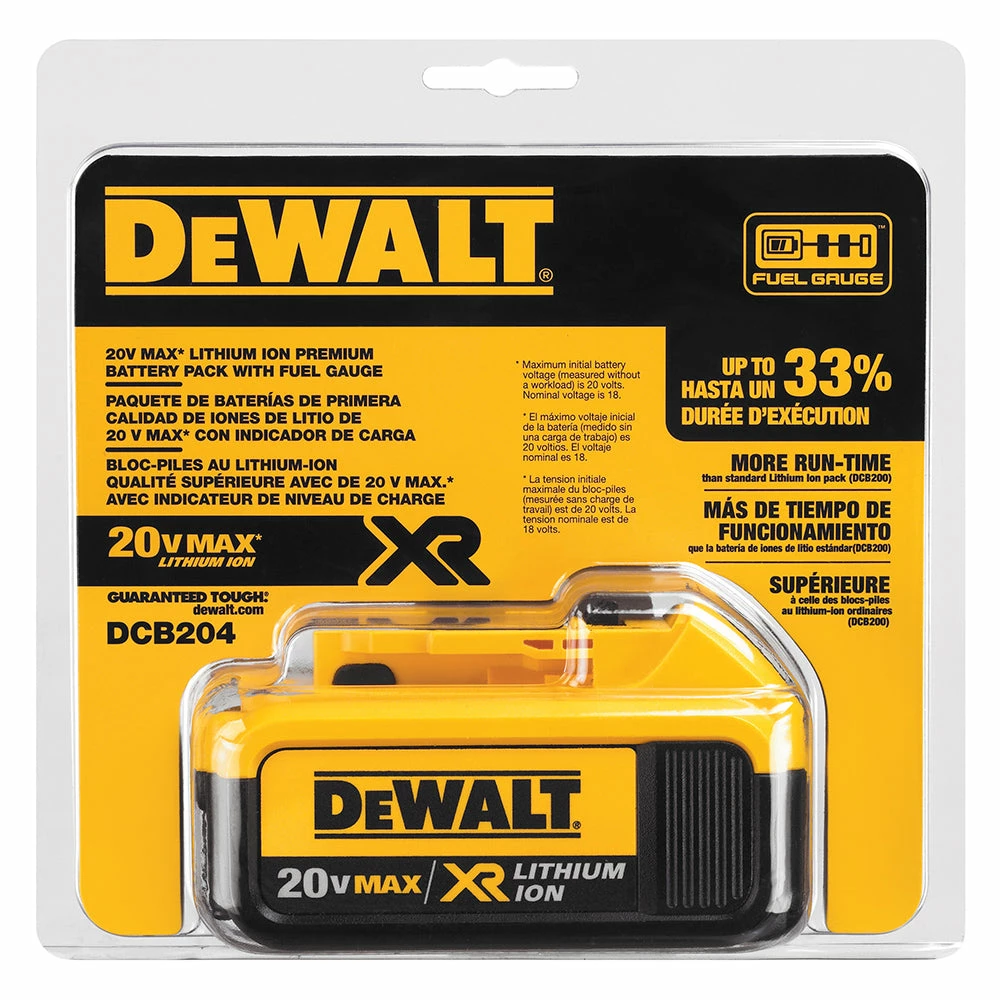 DeWALT DCB204 20V MAX Premium XR Lithium Ion Battery Pack Tools & Equipment 5 DeWALT DCB204 20V MAX Premium XR Lithium Ion Battery Pack Tools & Equipment