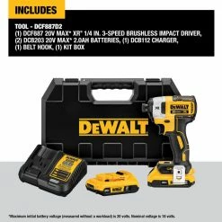 DeWALT DCF887D1E1 20V XR 1/4" Burshless Cordless Impact Driver Kit W/ 3 Speeds