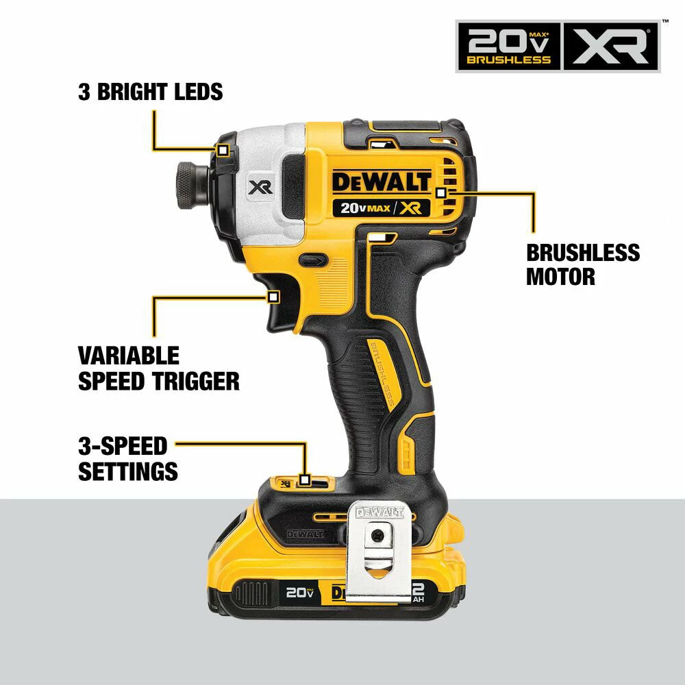 DeWALT DCF887D1E1 20V XR 1/4" Burshless Cordless Impact Driver Kit W/ 3 Speeds 5 DeWALT DCF887D1E1 20V XR 1/4" Burshless Cordless Impact Driver Kit W/ 3 Speeds