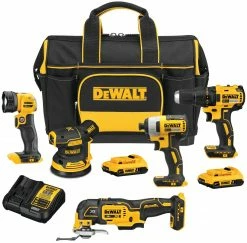 Tools & Equipment DeWALT DCKSS521D2 20V MAX Cordless 5 Tool Combo Kit W/ Contractor Bag