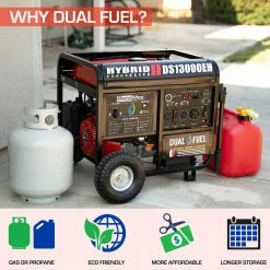 Dual Fuel Generators DuroStar DS13000EH 13000 Watt 500cc Dual Fuel Portable Generator