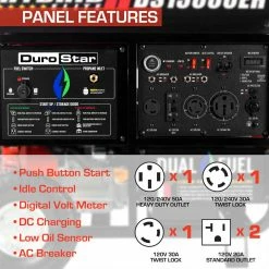 Dual Fuel Generators DuroStar DS13000EH 13000 Watt 500cc Dual Fuel Portable Generator