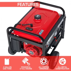 DuroStar DS4400E 4400-Watt 212cc Electric Start OHV Gas Generator W/Wheel Kit