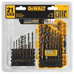 Power Tools DeWALT DWA1181 21-Piece 135-Degree Split Point Black And Gold Coated Drill Bit Set