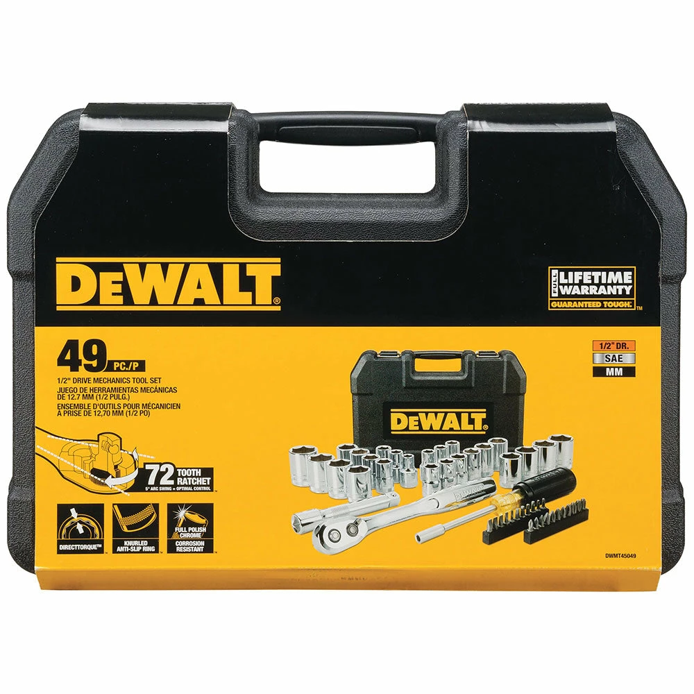 DeWALT DWMT45049 1/2’’ Mechanics Nano Bit Tool Set, Polished Chrome (49 PC) Hand Tools 4 DeWALT DWMT45049 1/2’’ Mechanics Nano Bit Tool Set, Polished Chrome (49 PC) Hand Tools
