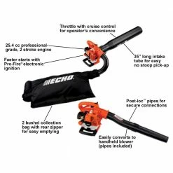 Lawn & Outdoor Power Echo ES-250AA 25.4cc 391 CFM 2 Stroke Heavy Duty Gas Vacuum Leaf Blower/Shredder
