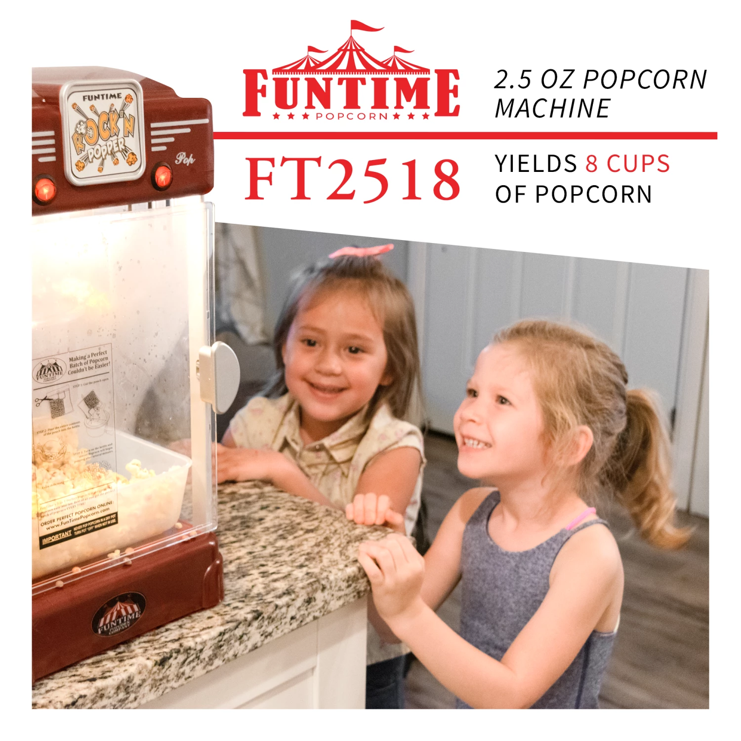 FunTime FT2518 2.5oz Rock'N Popper Popcorn Machine Maker Retro Style 4 FunTime FT2518 2.5oz Rock'N Popper Popcorn Machine Maker Retro Style