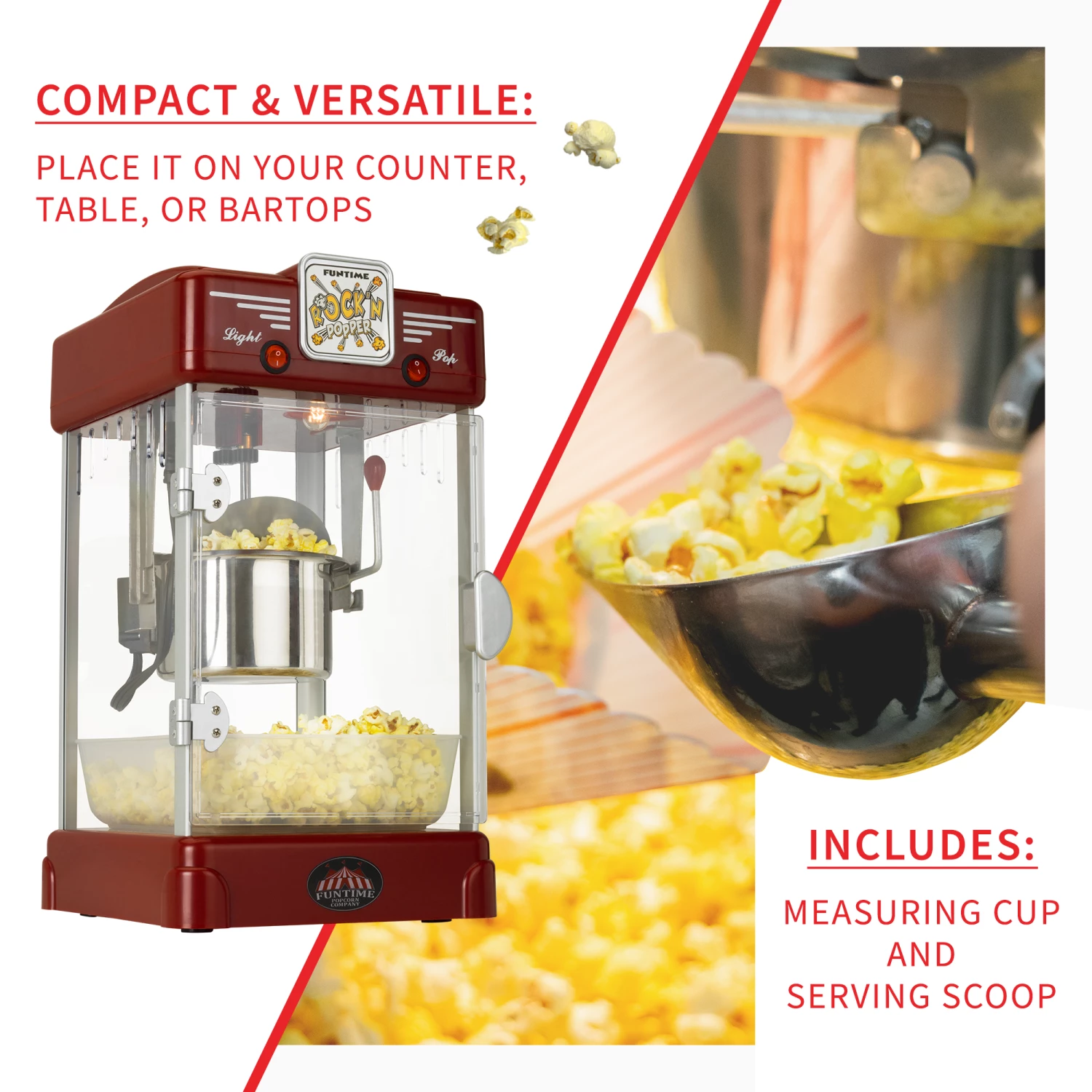 FunTime FT2518 2.5oz Rock'N Popper Popcorn Machine Maker Retro Style 7 FunTime FT2518 2.5oz Rock'N Popper Popcorn Machine Maker Retro Style
