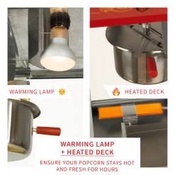 FunTime FT454CR 4oz Red Popcorn Popper Machine Maker Cart Vintage Style Home Goods