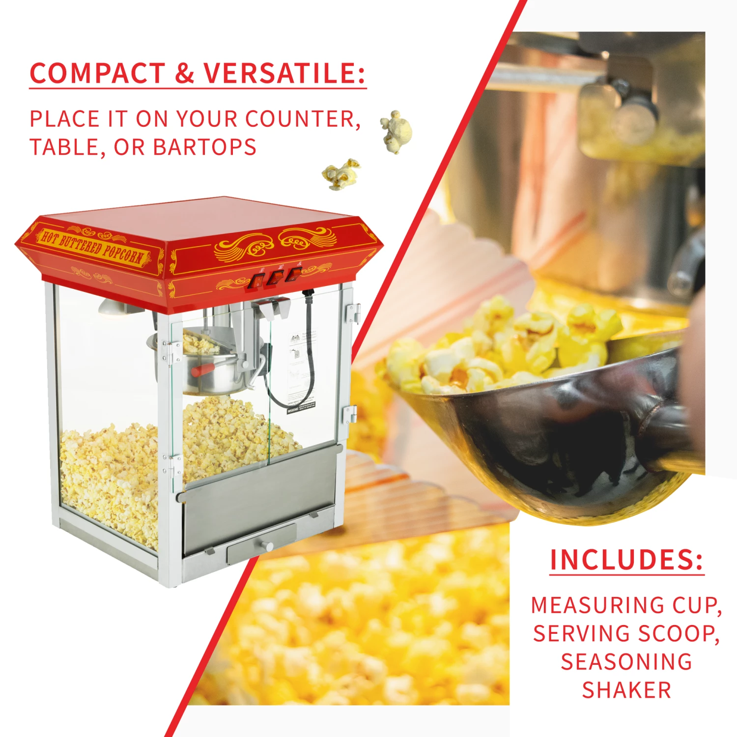 FunTime FT825CR 8oz Red Bar Table Top Popcorn Popper Maker Machine 7 FunTime FT825CR 8oz Red Bar Table Top Popcorn Popper Maker Machine