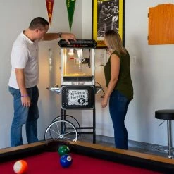 FunTime FT860CB 8oz Premium Black Popcorn Popper Machine Maker Cart Vintage Home Goods