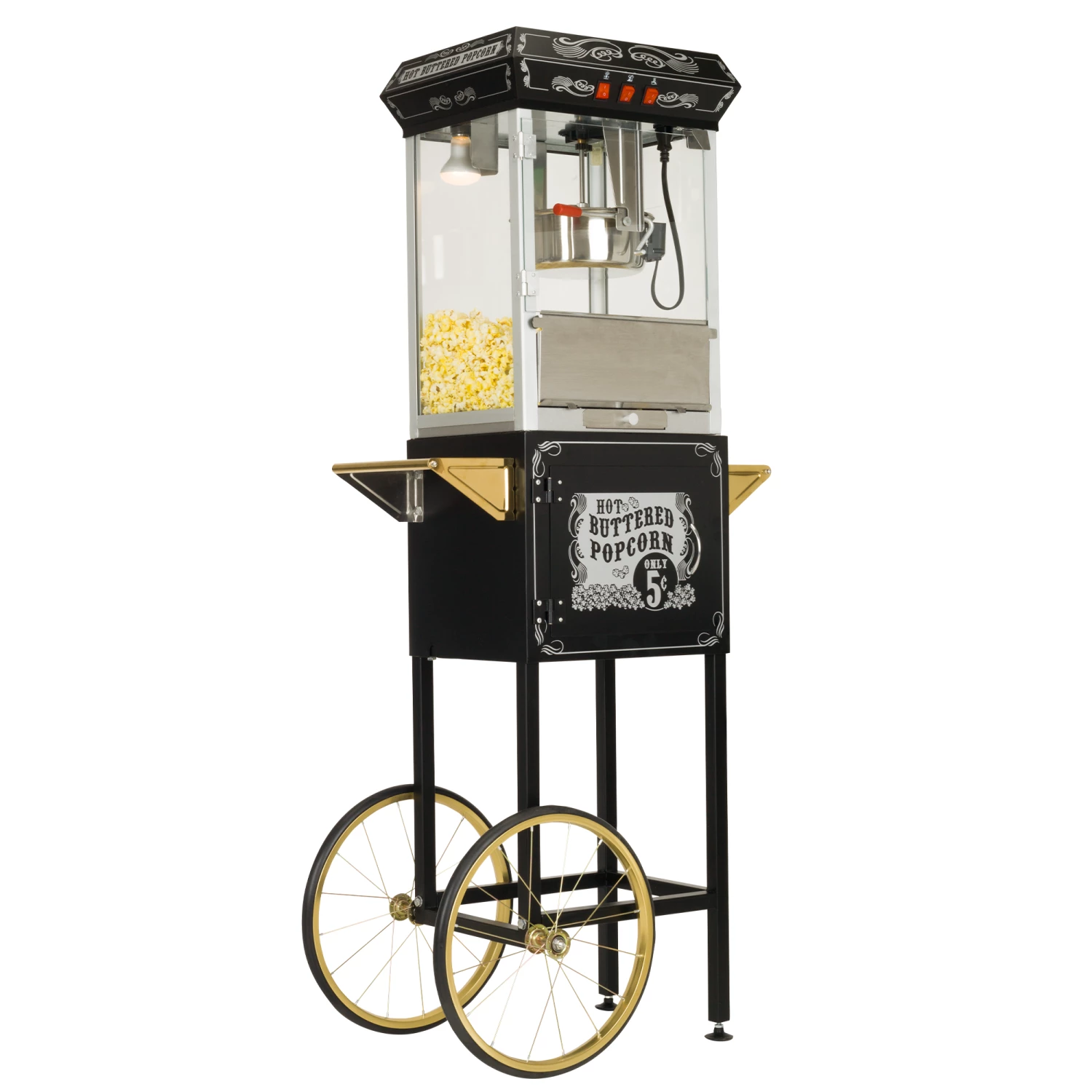 FunTime FT862CBG 8oz Black Popcorn Popper Machine Maker Cart Vintage Style 3 FunTime FT862CBG 8oz Black Popcorn Popper Machine Maker Cart Vintage Style