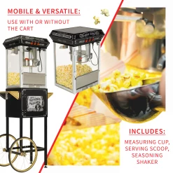 FunTime FT862CBG 8oz Black Popcorn Popper Machine Maker Cart Vintage Style 29 FunTime FT862CBG 8oz Black Popcorn Popper Machine Maker Cart Vintage Style