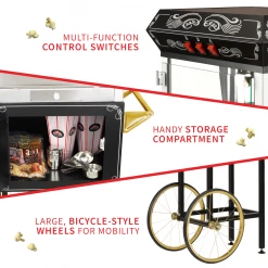 FunTime FT862CBG 8oz Black Popcorn Popper Machine Maker Cart Vintage Style 31 FunTime FT862CBG 8oz Black Popcorn Popper Machine Maker Cart Vintage Style