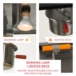 FunTime FT862CB 8oz Black Popcorn Popper Machine Maker Cart Vintage Style