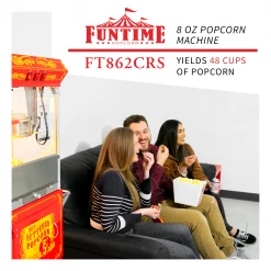 Home Goods FunTime FT862CRS 8oz Red Popcorn Popper Machine Maker Cart Vintage Style