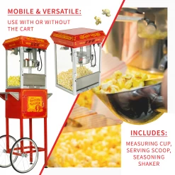 Home Goods FunTime FT862CRS 8oz Red Popcorn Popper Machine Maker Cart Vintage Style 29 Home Goods FunTime FT862CRS 8oz Red Popcorn Popper Machine Maker Cart Vintage Style