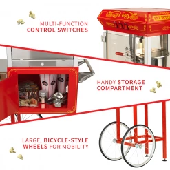 Home Goods FunTime FT862CRS 8oz Red Popcorn Popper Machine Maker Cart Vintage Style 31 Home Goods FunTime FT862CRS 8oz Red Popcorn Popper Machine Maker Cart Vintage Style