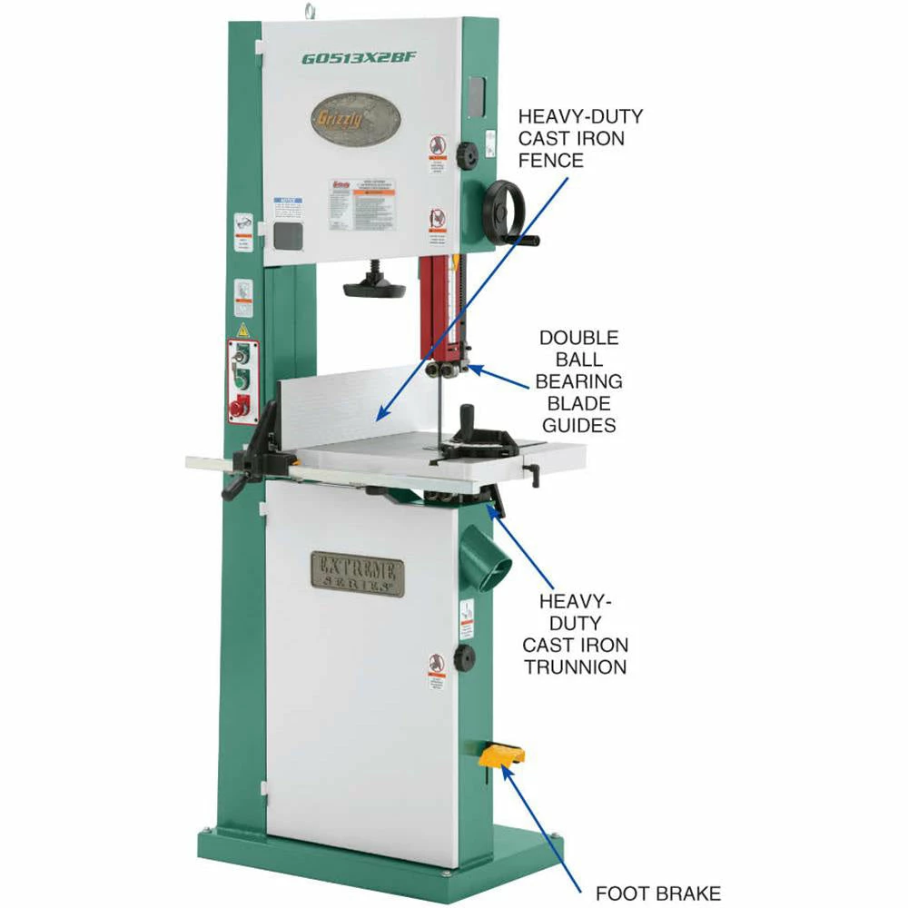 Tools & Equipment Grizzly G0513X2BF 220V 17 In 2 HP Extreme-Series Bandsaw With Cast-Iron Trunnion 10 Tools & Equipment Grizzly G0513X2BF 220V 17 In 2 HP Extreme-Series Bandsaw With Cast-Iron Trunnion