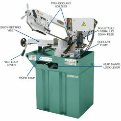 Tools & Equipment Grizzly G0613 110V/220V 7 Inch X 8-1/4 Inch 1 HP Swivel Metal-Cutting Bandsaw