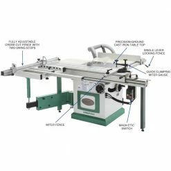 Grizzly G0623X3 220V/440V 10 In 7-1/2 HP 3-Phase Extreme Serie Sliding Table Saw Tools & Equipment