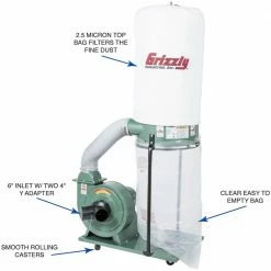 Tools & Equipment Grizzly G1028Z2 120V/240V 1-1/2 HP Dust Collector