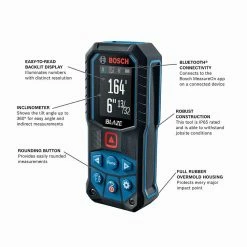 Bosch GLM165-27C 165' BLAZE Ergonomic Cordless Red Laser Measure W/Bluetooth Tools & Equipment
