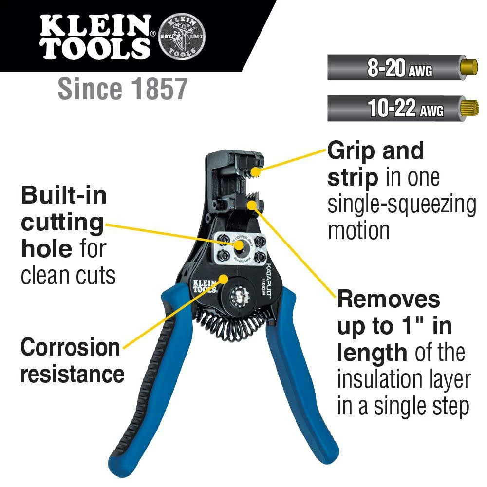 Klein 11063W Katapult Wire Stripper / Cutter For Solid Stranded Wire 4 Klein 11063W Katapult Wire Stripper / Cutter For Solid Stranded Wire