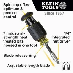 Tools & Equipment Klein 32308 8-in-1 Lightweight Multi-Bit Adjustable Length Stubby Screwdriver