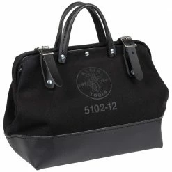 Tools & Equipment Klein 510212BLK 12" Heavy Duty Tool Bag Black Canvas W/ Leather Handles