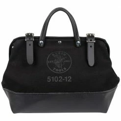 Tools & Equipment Klein 510212BLK 12" Heavy Duty Tool Bag Black Canvas W/ Leather Handles 24 Tools & Equipment Klein 510212BLK 12