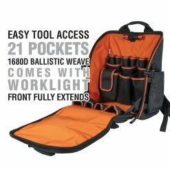Tools & Equipment Klein 55655 21 Pockets Tradesman Pro Heavy Duty Tool Station Backpack W/ Light 12 Tools & Equipment Klein 55655 21 Pockets Tradesman Pro Heavy Duty Tool Station Backpack W/ Light