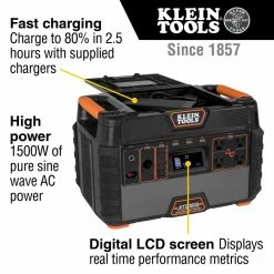 Klein KTB1000 1500W Portable Pure Sine Wave Rechargeable Power Station Batteries & Chargers