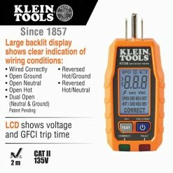 Klein RT250KIT Premium Non Contact Voltage GFCI Receptacle Electrical Test Kit