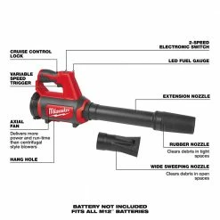 Lawn & Outdoor Power Milwaukee 0852-20 M12 Cordless Lithium-Ion Variable Speed Compact Spot Blower