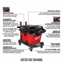 Milwaukee 0910-20PB M18 FUEL 6 Gal Wet/Dry Vacuum W/ AIR-TIP Swiveling/Brush Kit Tools & Equipment