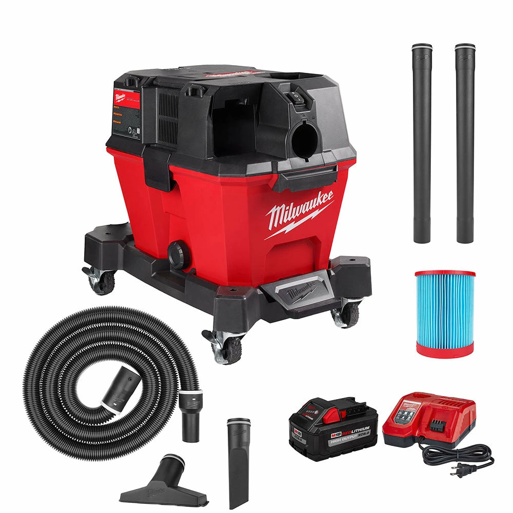 Milwaukee 0910-20SK8 M18 FUEL 6 Gallon Wet/Dry Vacuum W/ 8.0Ah Battery Kit Tools & Equipment 3 Milwaukee 0910-20SK8 M18 FUEL 6 Gallon Wet/Dry Vacuum W/ 8.0Ah Battery Kit Tools & Equipment