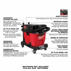 Tools & Equipment Milwaukee 0920-20 M18 FUEL 9 Gallon Dual-Battery Wet/Dry Vacuum - Bare Tool