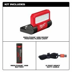 Tools & Equipment Milwaukee 2114-21 550-Lumen USB Rechargeable Rover Pivoting Flood Light